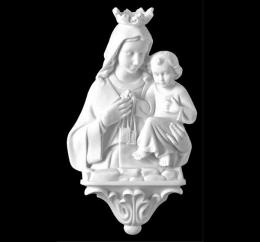 SYNTHETIC MARBLE VIRGIN OF CARMEN WITH PEDESTAL